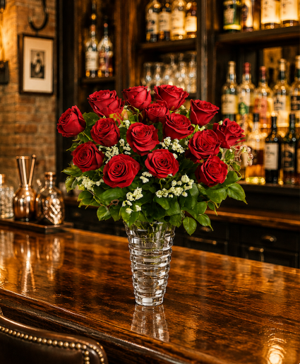 18 Roses arranged Vase of Roses