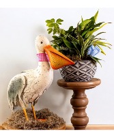 New Sprite 18" Stork with Dish Garden