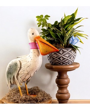 New Sprite 18" Stork with Dish Garden