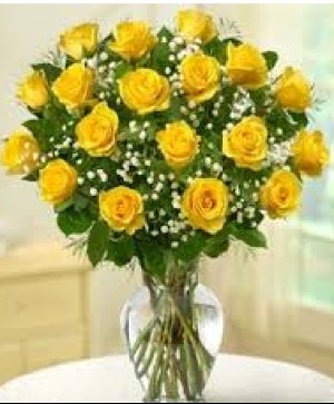 18 Yellow Burst Rose  Arrangement
