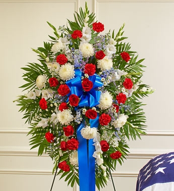 Deepest Sympathy Standing Spray  Red/White/Blue Sympathy 