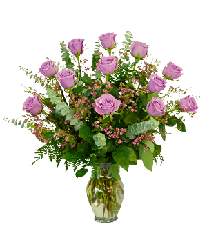 1 DOZEN PURPLE ROSES 