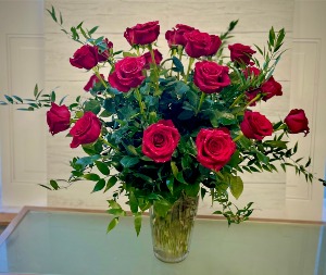 Two Dozen Red Roses Vase Arrangement