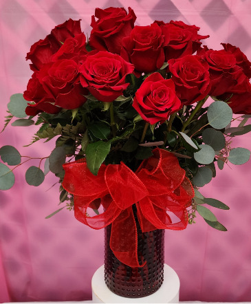 2 Dozen Red Roses vase arrangement in Whitehall, MI | WHITE LAKE GREENHOUSES FLORAL