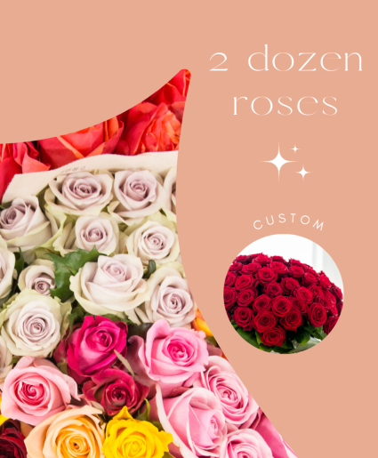 2 Dozen Roses Vase Arrangement 