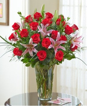 2 Dozen with Lilies 