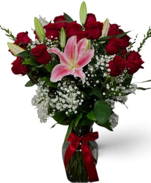 2 Dozen with Lilies Vase 
