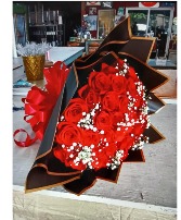2 dz roses wrap fancy black paper 2dz buchan