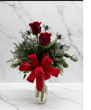 2 red rose vase  