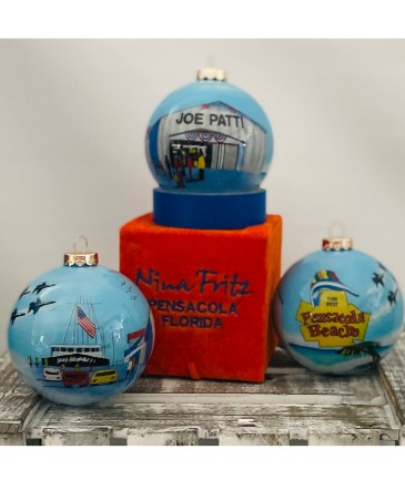 Nina Fritz 2025 "Joe Patti Seafood" Ornament  in Pensacola, FL | JUST JUDY'S FLOWERS, LOCAL ART & GIFTS