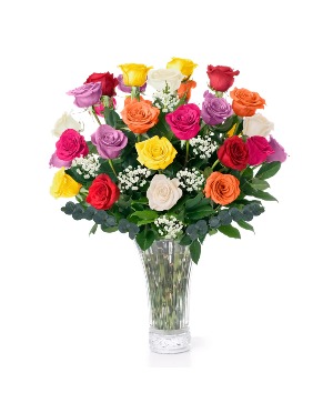24 Assorted Roses  vase