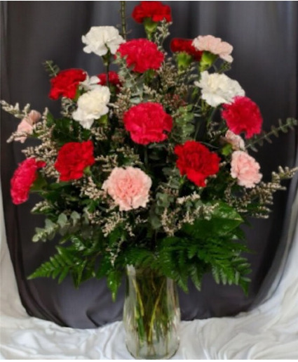 24 Mixed Carnations Vase