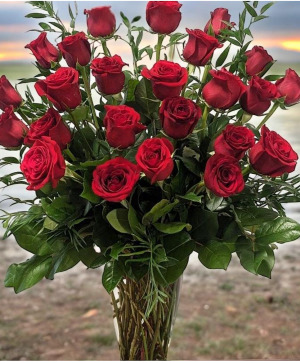 Radiant Red Ecuadorian Roses Arrangement Rose Arrangement