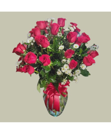 24 Red Rose  Vase 
