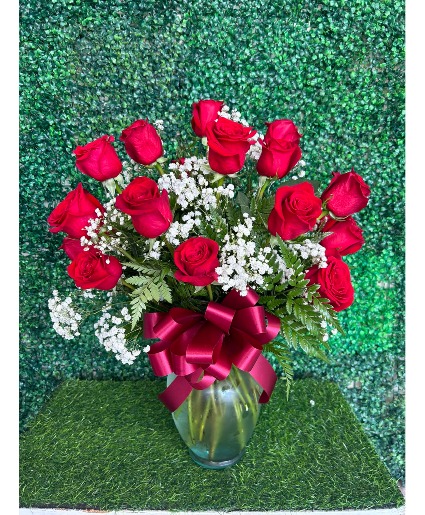 24 Red Roses in vase  