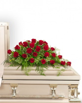 24 Red Roses Casket Spray Sympathy