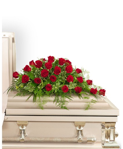 24 Red Roses Casket Spray Sympathy