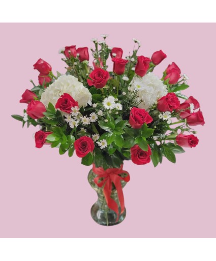 24 rose  vase arrangement 