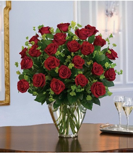 24 Roses arranged in a vase with all the goodies! Roses