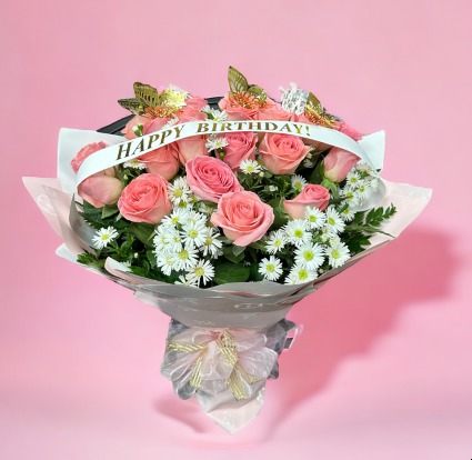 24 ROSES WRAPPED IN PAPER 