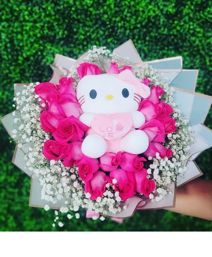25 roses with plushy 