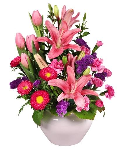 PINKS IN BLOOM  Spring Flower Arrangement