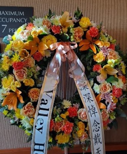 24" Wreath  (with Affluent  Yellow & Orange) Funeral/Sympathies