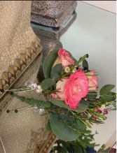 3- mini pink roses boutonniere prom/homecoming