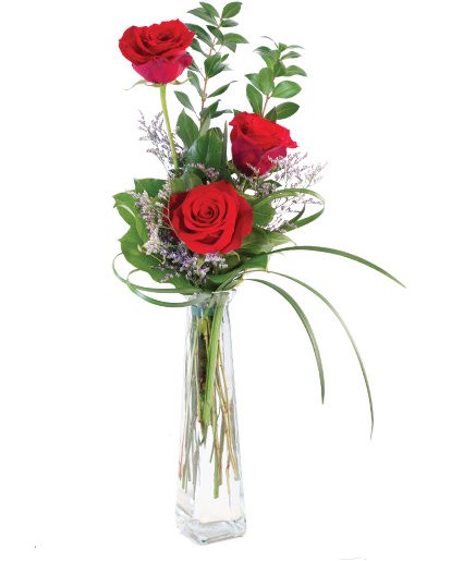 3 Red Roses Small Vase Arrangement