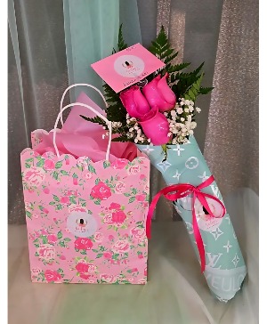 3 Rose Louis Vuitton Wrapped Roses 