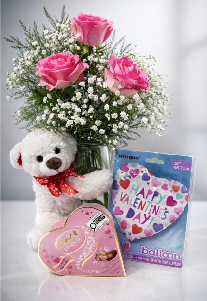 3 ROSES Pink V-DAY SPECIAL Valentines Day