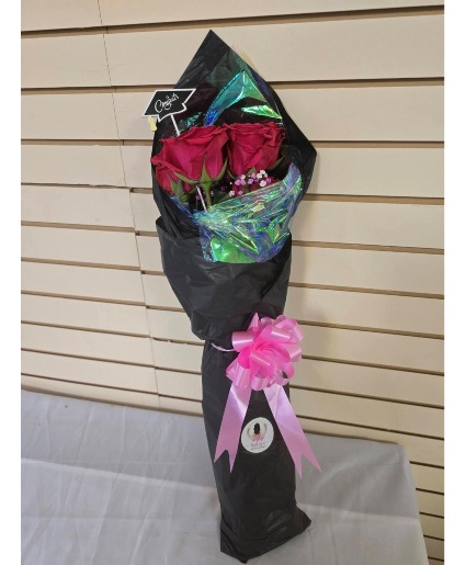 3 Wrapped Rose Bouquet:Graduation Floral Design