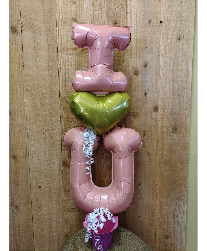 32" I HEART U Balloon w/ Cupcake Base Balloon