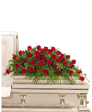 36 Red Roses Casket Spray Sympathy