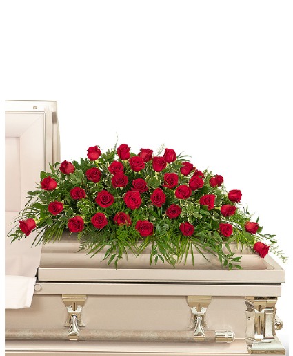 36 Red Roses Casket Spray Sympathy