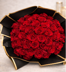 50 Red Roses Wrapped  