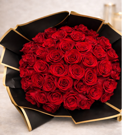 50 Red Roses Wrapped  