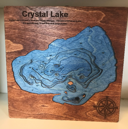 3D Bathymetric Lake - Custom Laser Engraved Gift