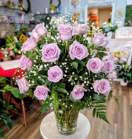48 Lavender Roses Vase