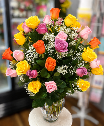 48 Mixed Roses  Vases Arrangement