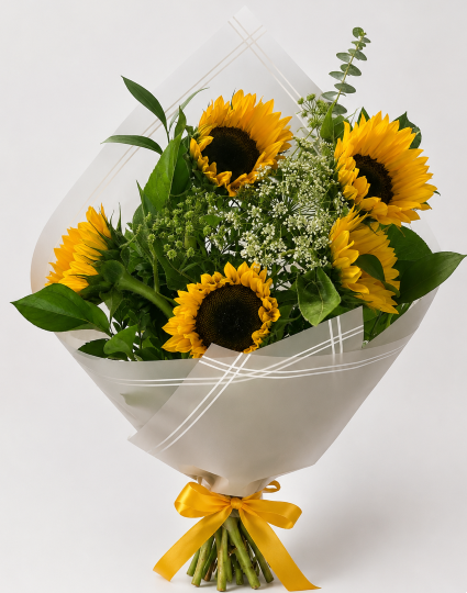 5 Sunflower Bouquet | Fresh Hand-Tied Sunflowers 