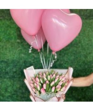 50 Pink tulips Ramo (balloons are separate) 