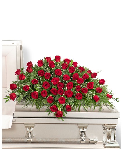 50 Red Roses Casket Spray Sympathy