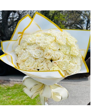 50 Roses (choose from colors red, white or pink Beautifully wrapped roses