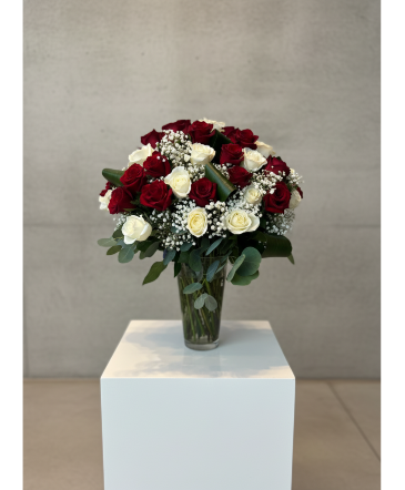 50 roses vase arrangement  in Monroe, NC | MONROE FLORIST & GIFTS