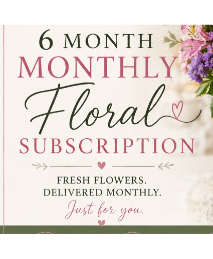 6 months of beautiful florals delivered monthly!! Designer's Choice