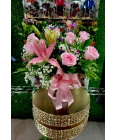 6 Pink Rose  Vase 