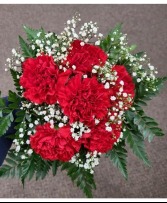 6 Red Carnation Prom Hand Tied Bouquet FHF-P79 Pick up only