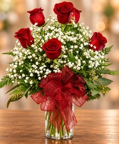 Romantic Red Half Dozen Roses Roses
