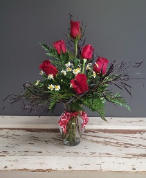 6 Rose Vase Small Vase Arrangement